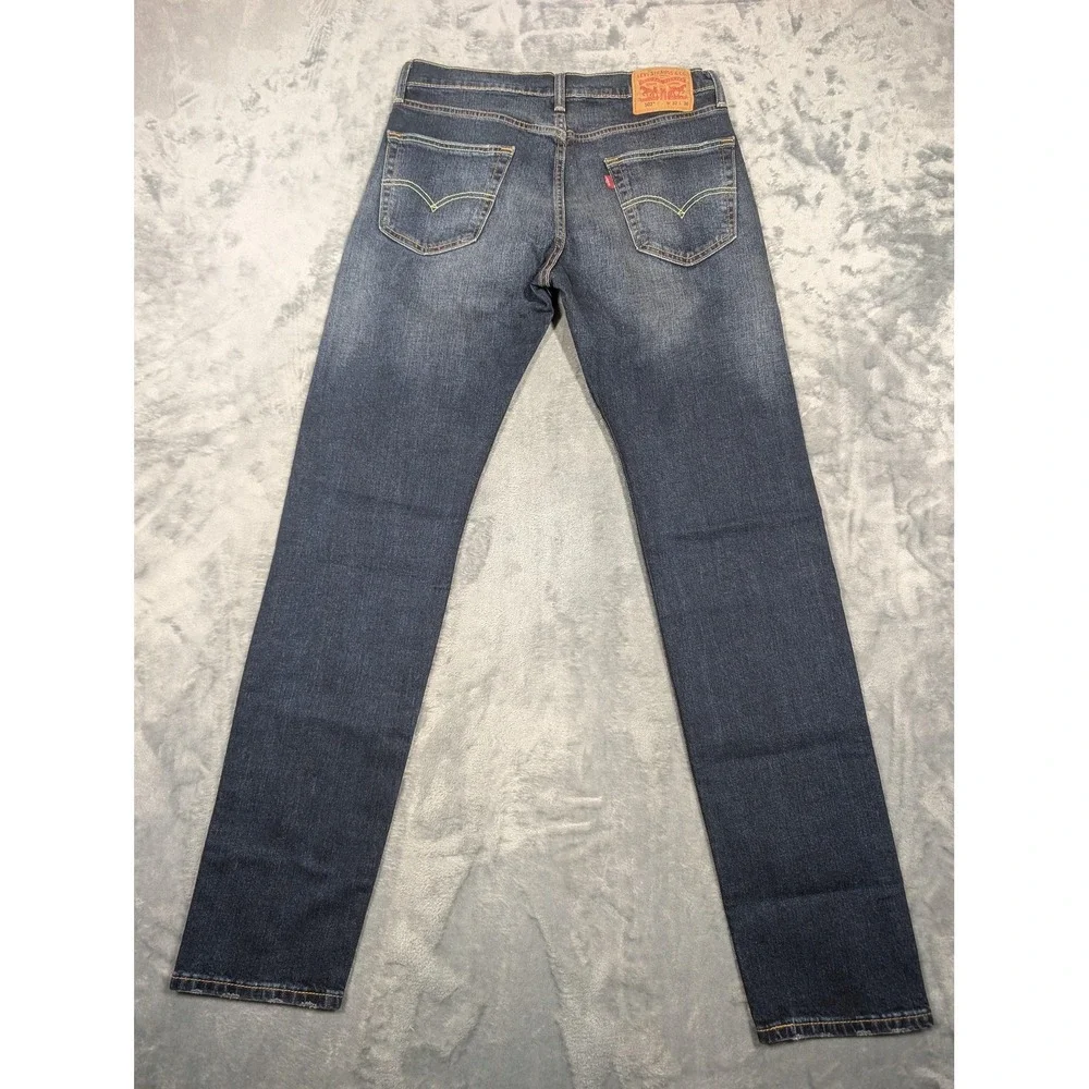 Levis 502 Jeans Mens 32x36 Blue Regular Tapered Leg Stretch Denim Distressed